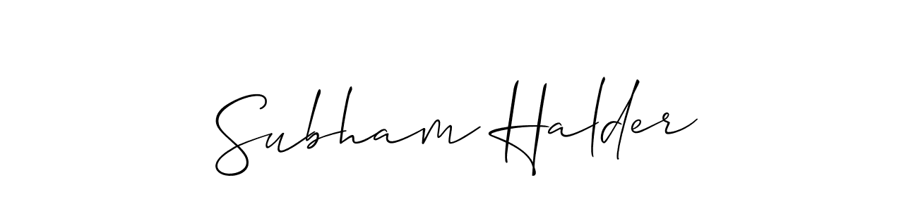 You should practise on your own different ways (Allison_Script) to write your name (Subham Halder) in signature. don't let someone else do it for you. Subham Halder signature style 2 images and pictures png